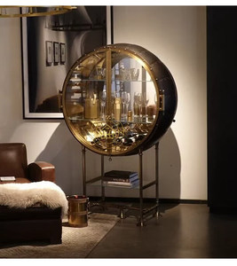 Italian Light Luxury Art Eco-friendly Modern Design Wine Cabinet Designer Villa <b>Retro</b> Wall-mounted <b>Glass</b> Display Bs-0405 - Product Image 4