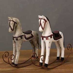Cheval à bascule de style français, mini-ornement rétro, décoration d'intérieur, accessoire photo - Product Image 1