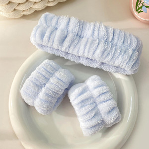 للبيع بالجملة فلانيل طقم معصم منشفة للوجه للعناية بالبشرة سبا مكياج عقال للوجه للنساء - Product Image 3