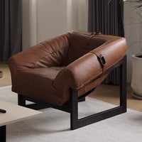 Canapé en cuir huilé importé d'Italie, style moderne du milieu du siècle, fauteuil inclinable en cuir véritable, chaise décontractée de designer, chaise Cigar