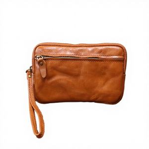 Portefeuille vintage en cuir véritable de haute qualité fait à la main avec fermeture éclair et doublure en polyester, portefeuille souple pour téléphone pour hommes et femmes - Product Image 3