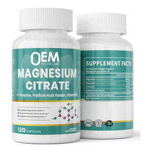 OEM Magnesium Citrate Capsules Vegan Magnesium Citrate Supplements with Vitamin B6 & L-Theanine for <b>Sleep</b> Constipation Support - Product Image 1