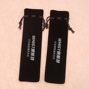 Custom logo Printed Packaging Drawstring Velvet Pen Pouch Bag Black Cover Pen and Notebook Dust Bag - Product Image 1