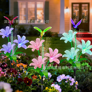 Solar Garden <b>Lights</b> <b>Led</b> Fiber Optic Lily Hummingbird Decorative Outdoor Lawn Yard <b>Light</b> Water Resistant Free Standing - Product Image 1