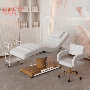 Sang Trọng Hiện Đại Động Cơ 3/4 Điện Vẻ Đẹp Lông Mi Giường Salon Đồ Nội Thất Vàng Cơ Sở Màu Hồng Mặt Spa Massage Giường Lông Mi Mở Rộng Giường - Product Image 5