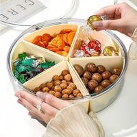 Plateau de service rond multifonctionnel en PP, durable, transparent, avec couvercle rabattable, qualité alimentaire, écologique, pour bonbons et en-cas