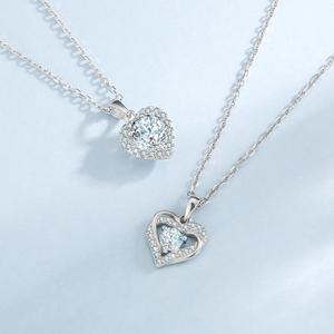 Moissanite Heart Necklace 1 Carat Lab <strong>Created</strong> Diamond Pendant 14K White Gold Plated 925 Sterling Silver Chain Women Jewelry Gift - Product Image 1