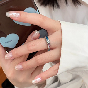 Silver Ruitai Lively Water Antique Glass Wave Hemisphere <b>Ring</b> S925 Vintage Thai Silver Unisex Everyday Wear - Product Image 2
