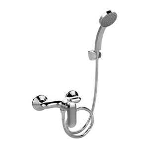 K-99463T-4-CP อ่างอาบน้ำและฝักบัวติดผนังทองแดงพร้อมชุดฝักบัวแบบมือถือ - Product Image 1