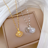 Collier pendentif en acier inoxydable plaqué or 18 carats et argent PVD, étanche, avec coquille de perle, pour femme, vente en gros