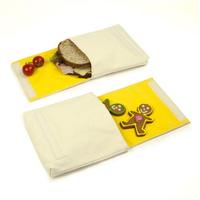 2 sacs réutilisables pour collations/sandwichs, pour enfants, écologiques, certifiés en coton biologique, lavables en machine, taille et couleur personnalisables