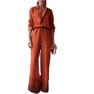 Nuevo Conjunto Casual de Pantalones y Camisa de Color Sólido con Cordones para Mujer - Product Image 5