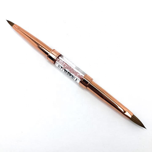 <span class=keywords><strong>2021</strong></span> buena calidad sintético delineador para decoración de <span class=keywords><strong>uñas</strong></span> cepillos doble 3D juego de pinceles para manicura Rosa oro mango de Metal - Product Image 4