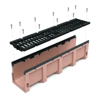 Caniveau de drainage linéaire en béton polymère avec grille en fonte D400, drain de tranchée robuste pour routes et parkings