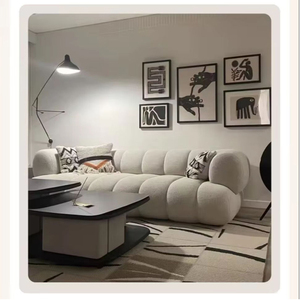 Juego de Sofás Chesterfield de Terciopelo Italiano de Lujo, Color Crema, Directo de Fábrica, para Sala de Estar de Villa, Relleno de Esponja - Product Image 4