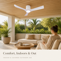 Ventilateur de plafond à moteur DC de 44 pouces avec kit d'éclairage LED, télécommande WiFi, intérieur/extérieur, pour salon et chambre à coucher