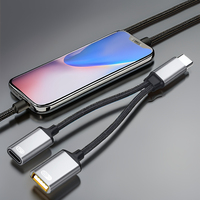 2-en-1 Type-C OTG Converter Adapter 30W PD Fast Charging USB 2.0 Extension Cable USB C Dock Station Type Hub for Mobile Phone
