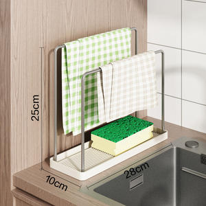 Estante <span class=keywords><strong>de</strong></span> cocina <span class=keywords><strong>de</strong></span> acero inoxidable 304, doble nivel, fregadero <span class=keywords><strong>de</strong></span> escritorio estrecho, escurridor lateral para esponja, toalla, paño para platos, Herramientas <span class=keywords><strong>de</strong></span> limpieza - Product Image 1