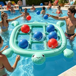 <b>Inflatable</b> Turtle Tic Tac Toe Pool <b>Game</b> with Balls for Family Summer Water Fun - Product Image 1