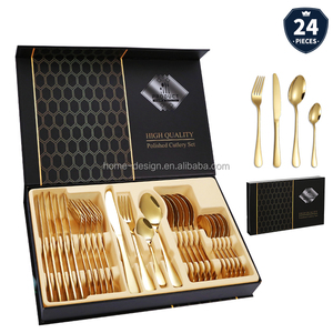 <span class=keywords><strong>Vendita</strong></span> Diretta dalla Fabbrica Set di Posate Classiche <span class=keywords><strong>in</strong></span> Acciaio Inox 18/0 da 24 Pezzi Oro Nero Arcobaleno Cucchiai Forchette Coltelli Sostenibili - Product Image 1
