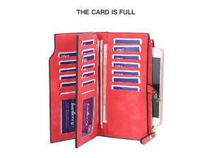 Baellerry High-Grade <strong>PU</strong> <strong>Leather</strong> Women's Trendy Fashion Long Wallet Zipper Coin Pocket Trifold with Polyester Lining - Product Image 4