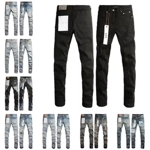 En Kaliteli Lüks Tasarımcı Marka Kot Pantolon Hip Hop Esnek Yırtık Denim Kot Sokak Modası Erkek Kot Pantolonu - Product Image 3