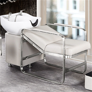 Lit de lavage moderne en acier inoxydable pour salon de coiffure avec <span class=keywords><strong>bac</strong></span> de lavage et cuvette de lavage arrière pour barbier - Product Image 5