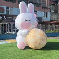 Lune Lumineuse Gonflable en Forme de Lapin pour le Festival de la Mi-Automne, Design Mignon de Dessin Animé, Étanche IP65, Chaleur Extérieure Assurée