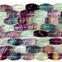 Perles de fluorite naturelle multicolores 8x16mm, ovales torsadées à facettes, en forme de riz, pierres précieuses en vrac pour la fabrication de bijoux DIY, bracelets et colliers
