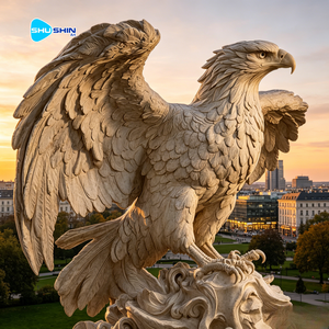 Estatua <span class=keywords><strong>de</strong></span> águila grande <span class=keywords><strong>de</strong></span> mármol, majestuosa <span class=keywords><strong>escultura</strong></span> <span class=keywords><strong>de</strong></span> ave depredadora tallada a mano para decoración <span class=keywords><strong>de</strong></span> jardín al aire libre. - Product Image 1