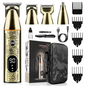 Resuxi LK-882 Recarregável 5 em 1 Grooming Kit Display LED aparador de cabelo sem fio poderoso corte Kit com saco de viagem