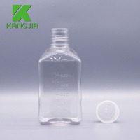 Flacon carré gradué de 500 ml en PET/PETG pour sérum ou milieu de culture, utilisé en laboratoire