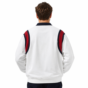 Custom Printing Logo <b>Long</b> <b>Sleeve</b> Apparel Color Block Raglan Pullover Ribbed Cuff Casual Street Wear OEM Private Label <b>Polo</b> <b>Shirt</b> - Product Image 3