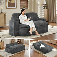 Canapé-lit sectionnel convertible moderne en tissu rembourré pour chambres à coucher