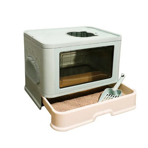 Qbellpet 2024 nouvelle boîte de toilette pour chat boîte à litière intérieure semi-fermée conception séparée facile à nettoyer et à laver avec pelle à litière pour chat - Product Image 1