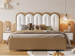 <span class=keywords><strong>Lit</strong></span> d'enfant moderne en bois rembourré en silicone couleur crème, <span class=keywords><strong>lit</strong></span> <span class=keywords><strong>de</strong></span> princesse pour filles, design simple <span class=keywords><strong>rose</strong></span> poudré pour chambre à coucher - Product Image 4