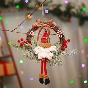 Guirnalda Navideña Hecha a Mano de Mimbre para Puerta, Decoración de Pared con Ciervo, Artículos para Fiestas de Año Nuevo - Product Image 3