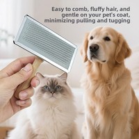 Brosse démêlante en bois massif pour chiens et chats – Peigne de toilettage pour animaux de compagnie – Élimine les nœuds et contrôle la perte de poils pour chiots et chatons