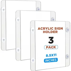 Customized Clear Acrylic Sign Holders Wall Mount Advertising Signage with Suction Cups for Mall Office Home Restaurant Landscape