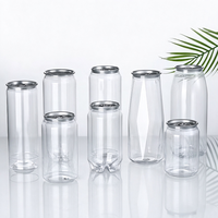 Canette en plastique PET transparente de qualité alimentaire pour boissons gazeuses, avec couvercle à ouverture facile, pour jus de fruits