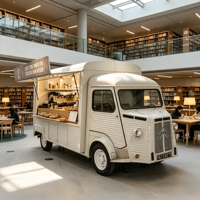 Camion de restauration mobile multifonctionnel électrique Citroën Rétro Vintage en acier inoxydable, avec armoire commerciale pour bagels, bonbons et grille-pain
