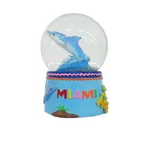 定制颜色闪光DIY丙烯酸水球仪塑料水雪地球仪高品质迈阿密海滩动物系列水球仪