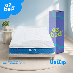 Colchón de bolsillo UniZip de 25 cm que crea un descanso cómodo con soporte independiente, opciones de firmeza flexible y práctico cierre de cremallera - Product Image 1
