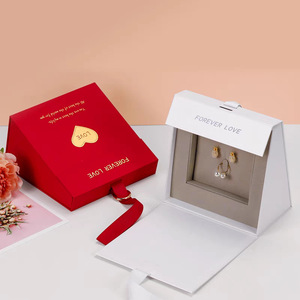 Forever Love Red <b>Book</b> Shaped Watch <b>Box</b> With Satin Lining And Ribbon High End Rigid Gift Packaging For Jewelry And Watches - Product Image 4