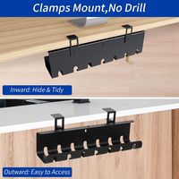 Fabrication sous le bureau Plateau de gestion des câbles sans perceuse Pince de gestion des fils de bureau debout Installer le support organisateur de cordon de bureau