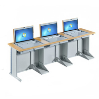 Bureau d'ordinateur moderne en panneau de densité, avec écran caché, polyvalent, pour étudiants, laboratoire scolaire