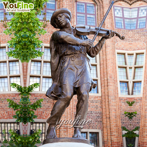 Jardin extérieur <span class=keywords><strong>D</strong></span>écor Enfant Musicien Sculpture Fille Jouant du Violon Statue en Bronze - Product Image 6