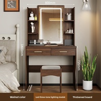 Table de maquillage minimaliste nordique avec miroir LED, coiffeuse pour chambre à coucher