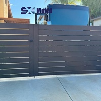Clôture de jardin moderne en aluminium noir à lattes horizontales, panneaux de clôture extérieure pour villa, clôture métallique de sécurité OEM ODM pour maisons