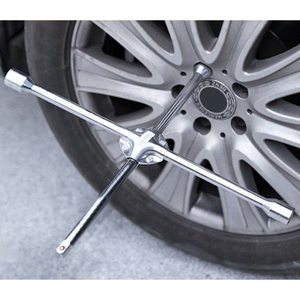 14-inch Universal Cross Spanner 4-Way Wheel Nut Lug Wrench with 17mm 19mm 22mm <strong>24mm</strong> Standard <strong>Sockets</strong> - Product Image 2